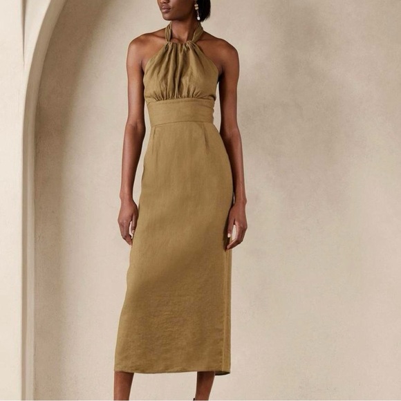 NWT Banana Republic Lisa Linen MIDI Dress - Picture 3 of 5